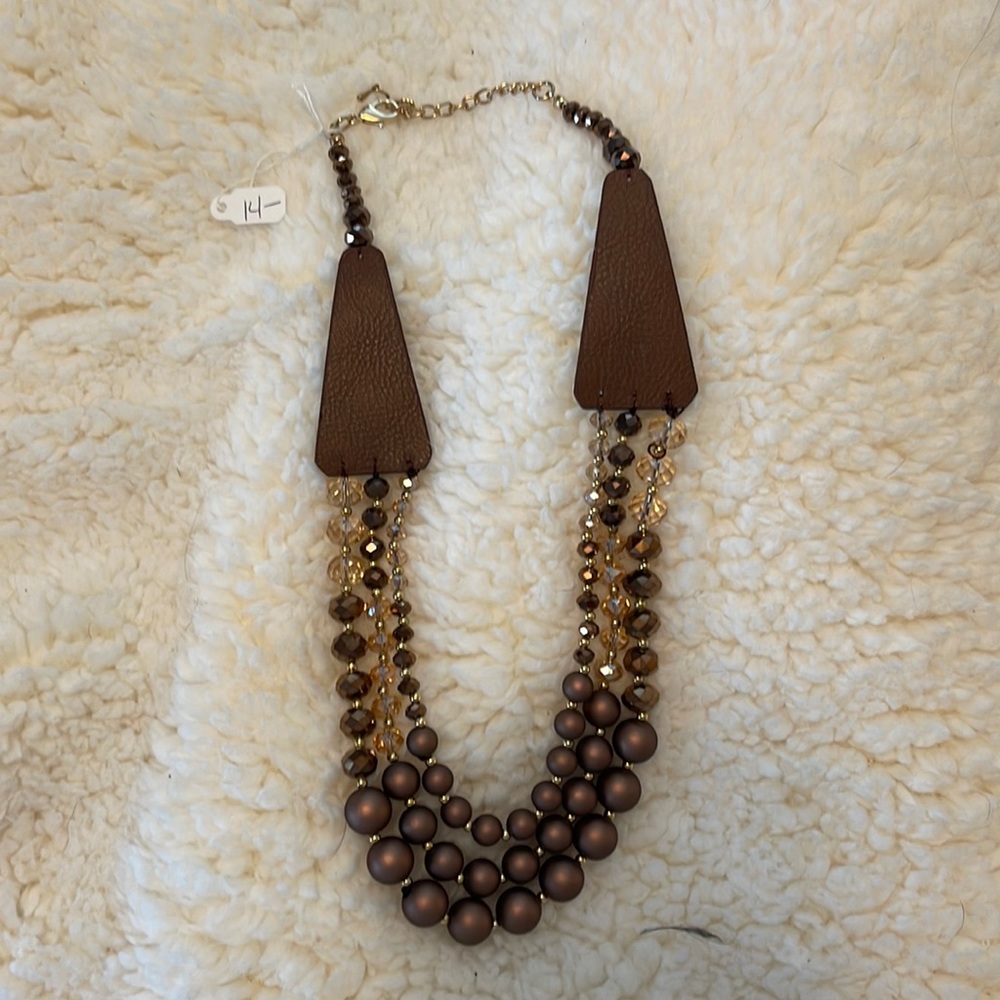 Brown and gold bead necklace